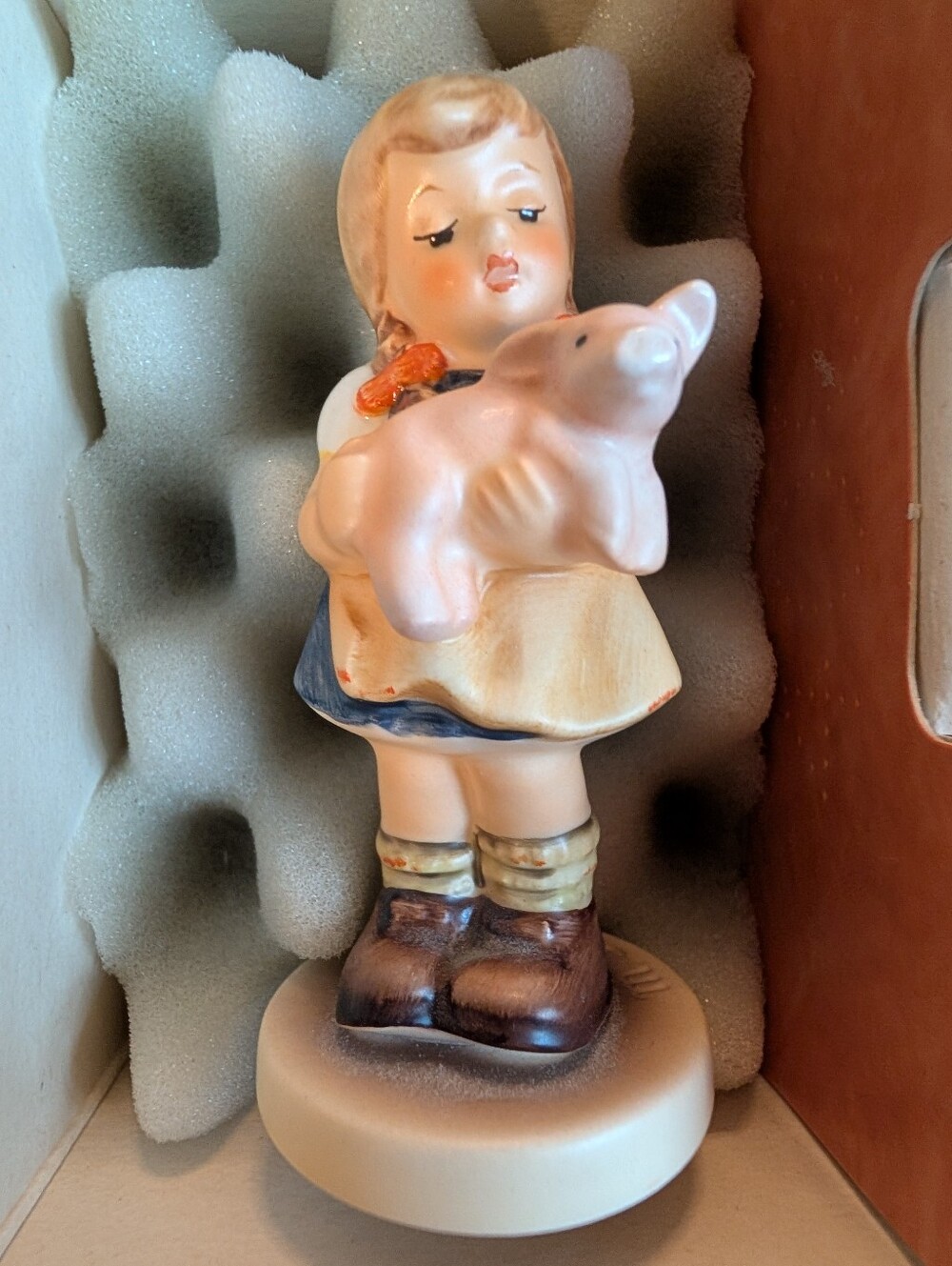 Hummel Porcelain Girl Figurine with Pink Piglet - Home Accents